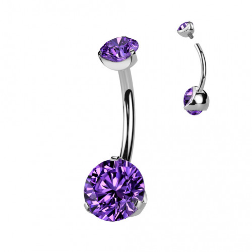 Piercing do pupku vnútorný závit, zirkón - TITAN