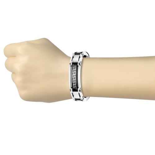 Pánsky oceľový náramok grécky kľúč, hr. 15 mm