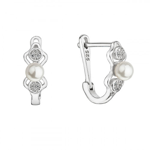 Strieborné náušnice jemné s malou bielou riečnou perlou