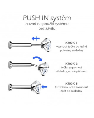 Piercing do brady - PUSH IN labreta TITAN, 1,0 x 8 mm