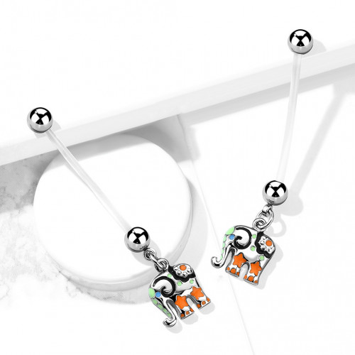 Tehotenský piercing do pupku - slon