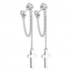 Visiace oceľové náušnice s krížikmi