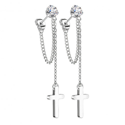 Visiace oceľové náušnice s krížikmi