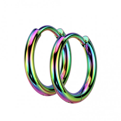 Dúhové oceľové náušnice krúžky 14mm