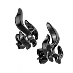 Čierne oceľové náušnice s plameňmi