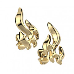 Pozlátené oceľové náušnice s plameňmi