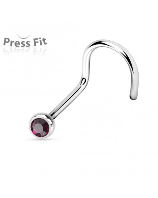 Zahnutý piercing do nosa, zirkón 2 mm