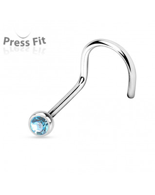 Zahnutý piercing do nosa, zirkón 2,5 mm