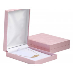 Ružová koženková krabička na náhrdelník