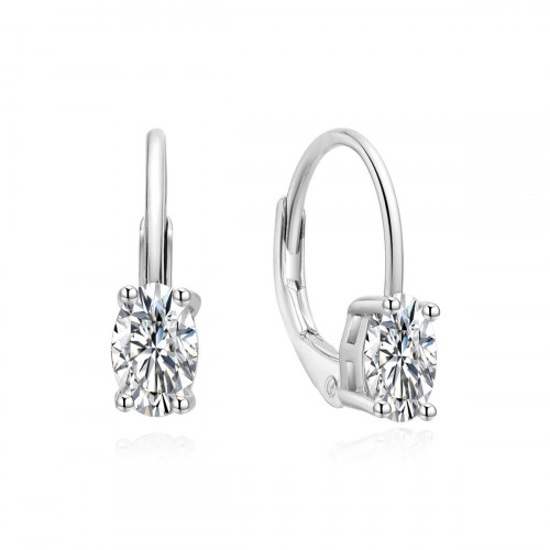 Strieborné náušnice s oválnym zirkónom