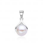 Strieborný prívesok s perličkou a zirkónmi