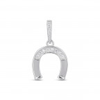 Strieborný prívesok - podkova so zirkónmi