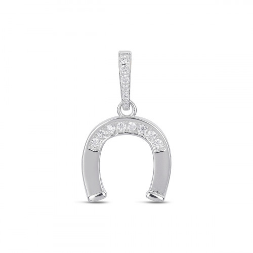 Strieborný prívesok - podkova so zirkónmi