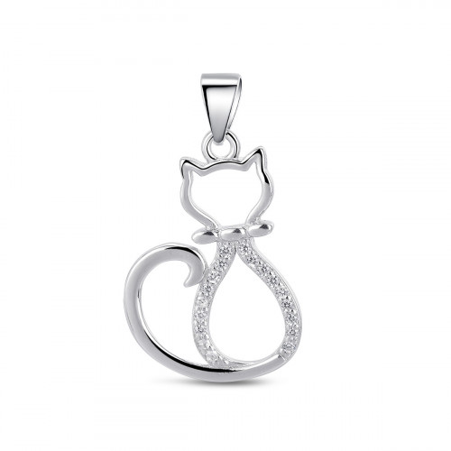 Strieborný prívesok mačička