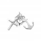 Strieborný prívesok kotva, srdce, krížik