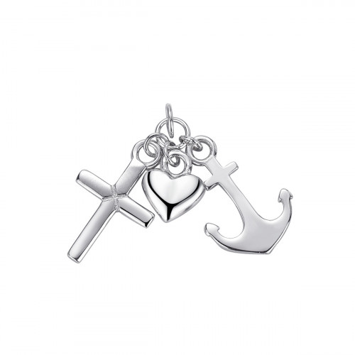 Strieborný prívesok kotva, srdce, krížik