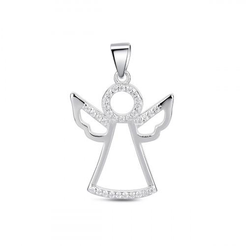 Strieborný prívesok anjelik so zirkónmi