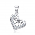 Strieborný prívesok srdca s mašličkou