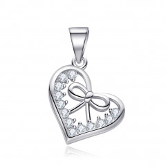 Strieborný prívesok srdca s mašličkou