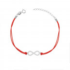 Červený náramok so strieborným nekonečnom