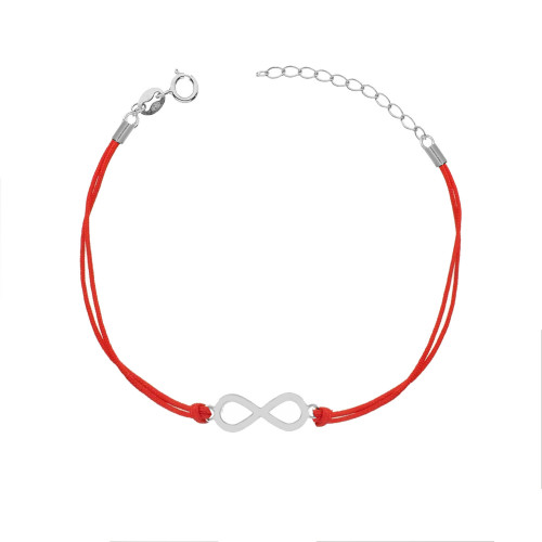 Červený náramok so strieborným nekonečnom