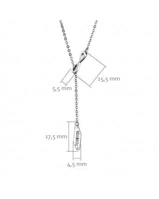 Oceľový náhrdelník - ležatá osmička - nekonečno