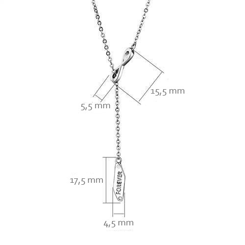 Oceľový náhrdelník - ležatá osmička - nekonečno