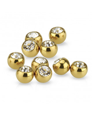 Oceľová náhradná gulička 1,2 x 4 mm, pozlátená s kamienkom