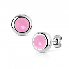 Oceľové náušnice ružový kameň 6mm