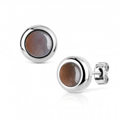 Oceľové náušnice šedý Achát 6mm