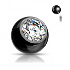 Oceľová náhradná gulička 1,2 x 3 mm, čierna s kamienkom