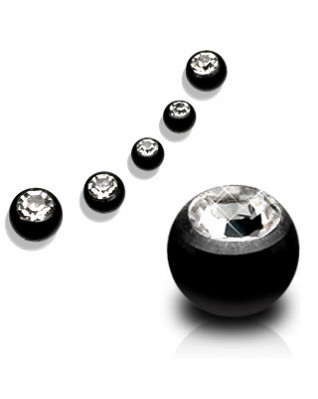 Oceľová náhradná gulička 1,2 x 3 mm, čierna s kamienkom