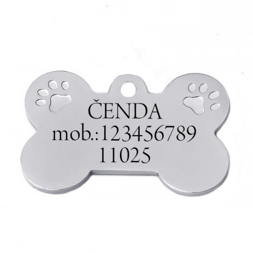 Oceľová psia známka - kosť VEĽKÁ