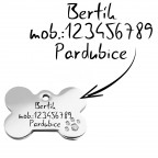 Oceľová psia známka - kosť so zirkónmi, veľ. L