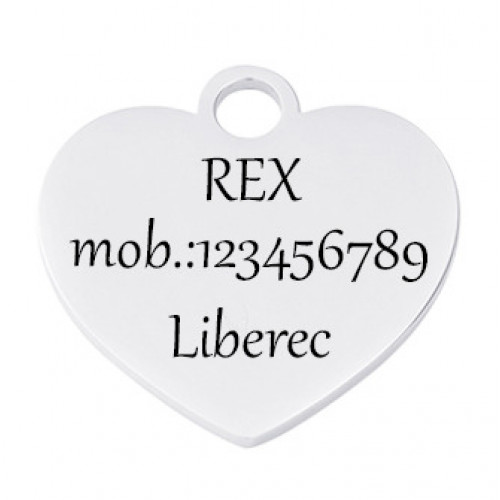 Oceľová psia známka srdca