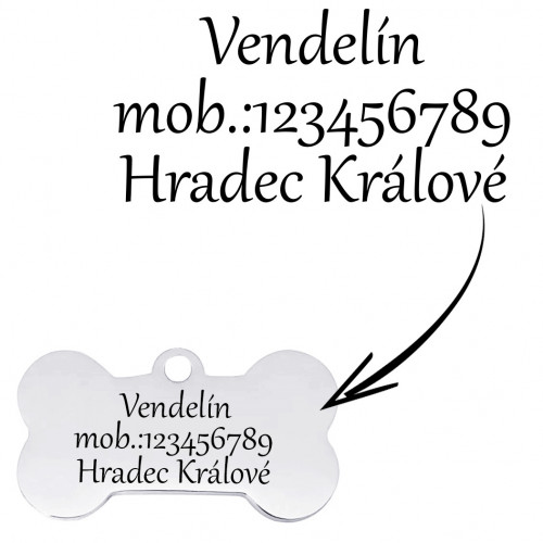 Oceľová psia známka - kosť, veľ. XS
