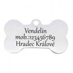 Oceľová psia známka - kosť, veľ. XS