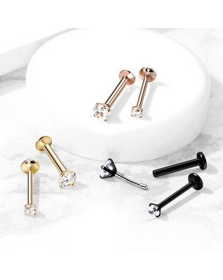 Pozlátený piercing do brady - zirkón 1,2 x 8 mm