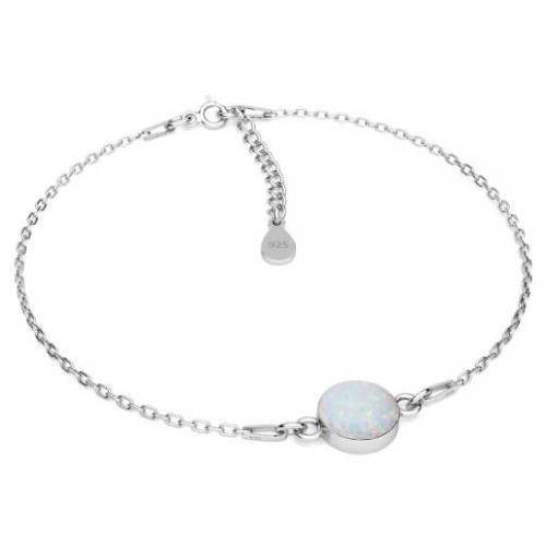 Strieborný náramok s bielym opálom
