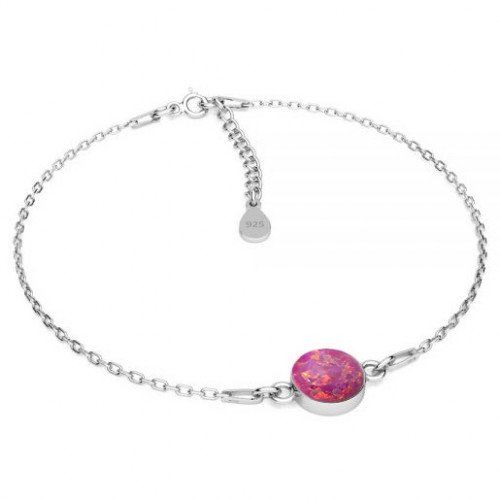 Strieborný náramok s ružovým opálom