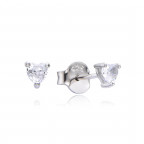 Strieborné náušnice srdiečka so zirkónmi 3mm
