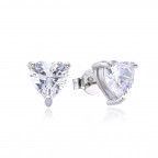 Strieborné náušnice srdiečka so zirkónmi 7mm