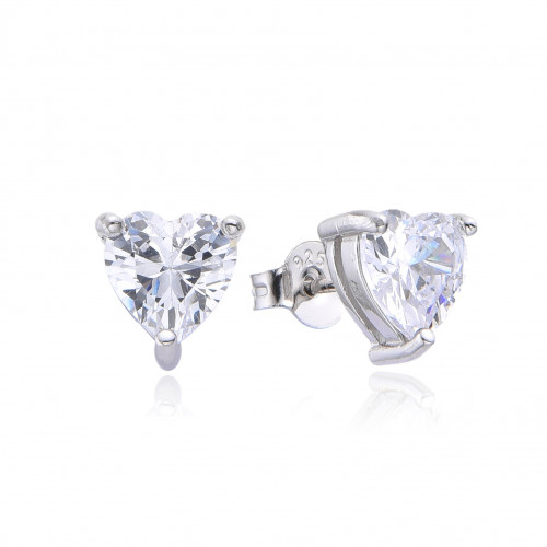 Strieborné náušnice srdiečka so zirkónmi 7mm