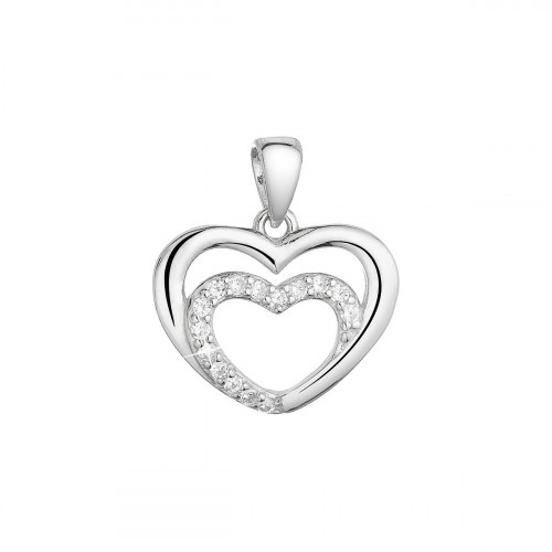 Strieborný prívesok dve srdiečka so zirkónmi