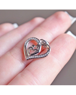 Strieborný prívesok srdce matka a dieťa