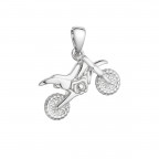 Strieborný prívesok motorka cross