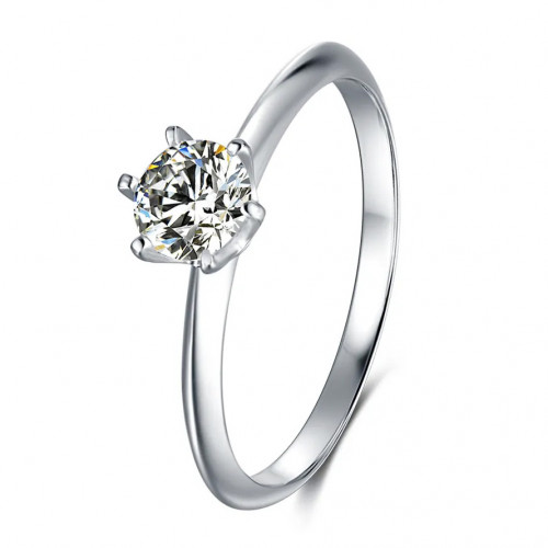 Strieborný zásnubný prsteň moissanit, veľ. 52