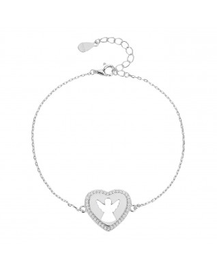 Strieborný náramok srdca s anjelikom