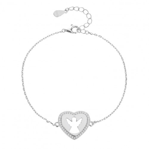 Strieborný náramok srdca s anjelikom