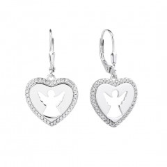 Strieborné náušnice srdca s anjelikmi